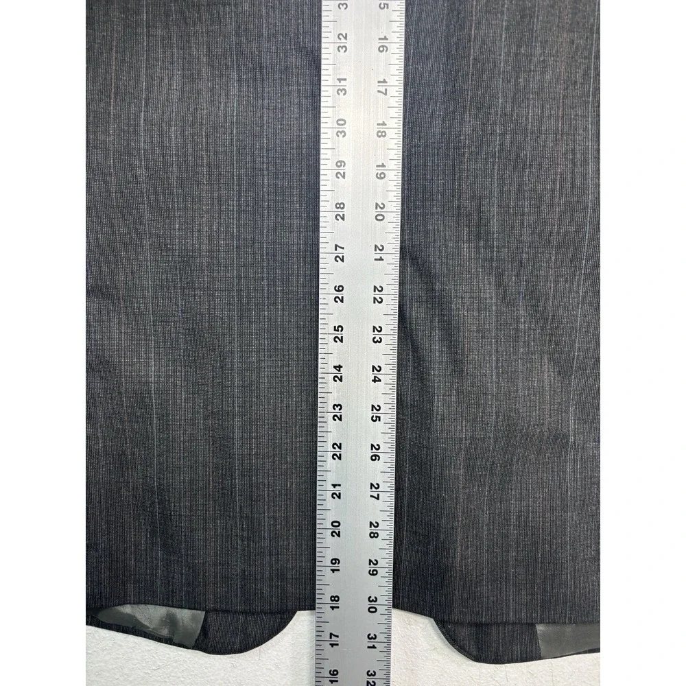 vtg 90s Charcoal Stripe 40R 34x30 2pc Pant Suit Pleated High Waisted Wool Mens